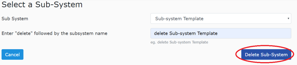 Remove sub-system form